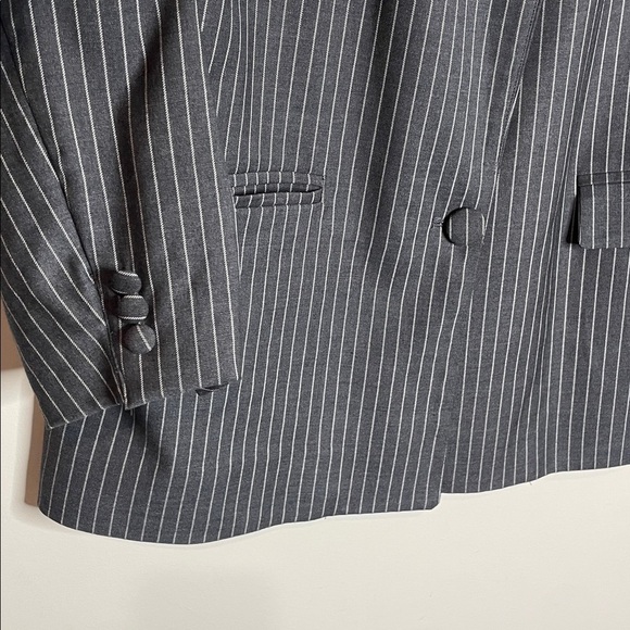 L'Academie | Women’s Lynn Structured Blazer in Gray & White Pinstripe Size XL - Picture 3 of 6